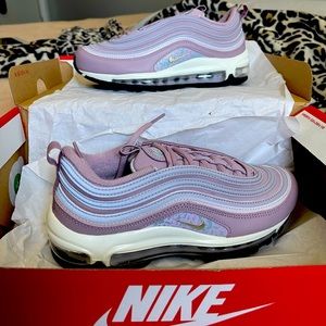 woman’s air max 97s in plum fog/metallic silver